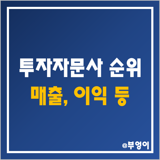 국내 투자자문사 및 투자일임사 순위 (한국 자문사 및 일임사 종류, 매출액, 영업이익, 당기순이익, 자본금, 직원수 등)