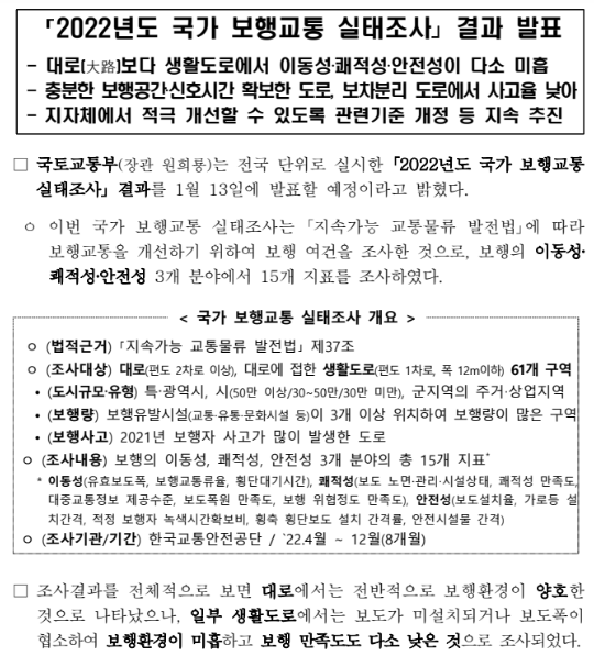 2022년도 국가 보행교통 실태조사 결과 발표_국토교통부 2022년도 국가 보행교통 실태조사 결과 발표_국토교통부