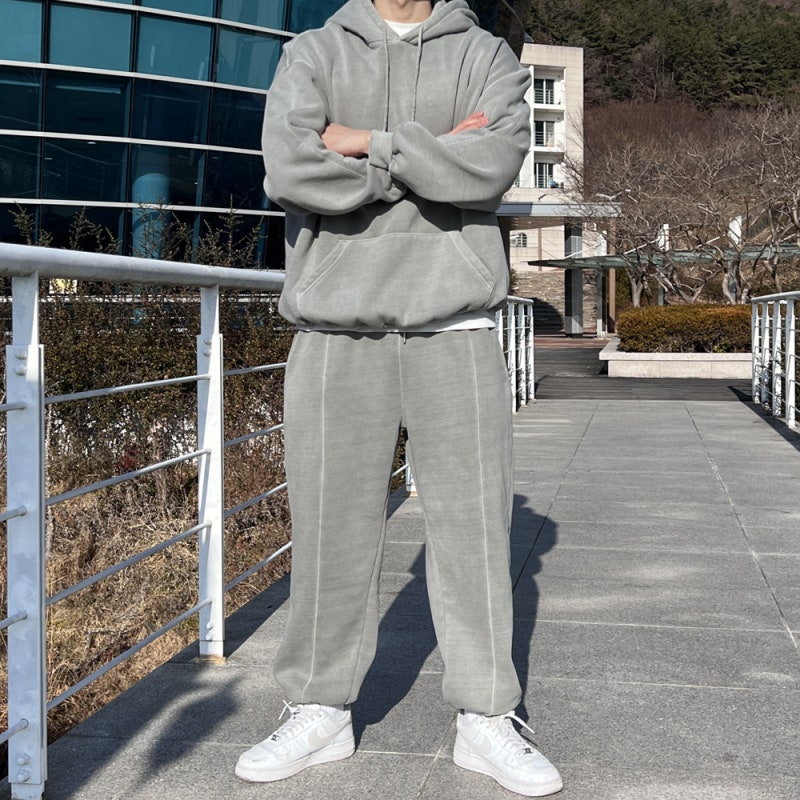 남자 겨울 기모 트레이닝복 세트 피그먼트셋업 빅사이즈 겨울 코디