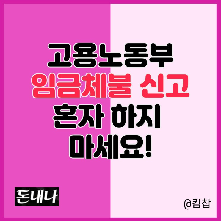  고용노동부 임금체불 신고 쉽게 하는방법 '돈내나'