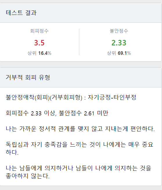  성인애착유형 테스트 | 불안정애착이라고 꼭 안 좋은 건 아니다 | 검사링크, 애착유형 및 간단한 해석