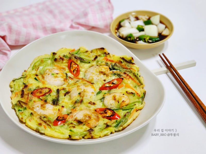 쪽파전 만들기 해물파전 반죽 새우 파전 레시피 간장 소스 부침개 양념장 전 종류 전 요리