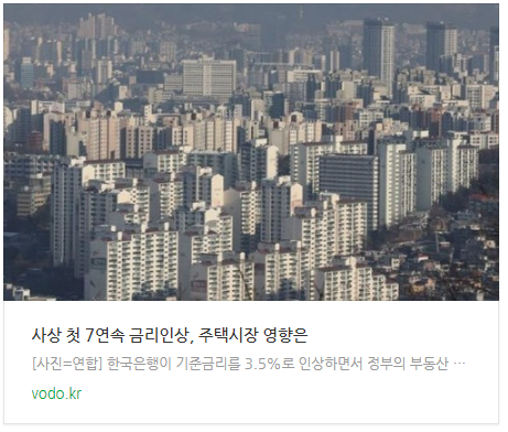 [오후뉴스] 사상 첫 7연속 금리인상, 주택시장 영향은 등