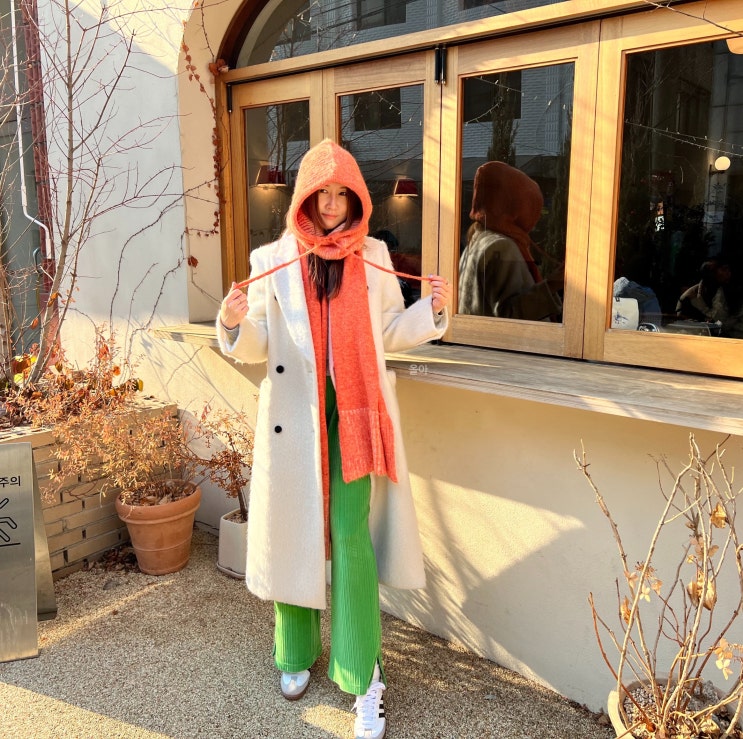  요즘 감성 민더리 MEENDERI 코듀로이팬츠 니트 바라클라바 추천- 겨울 모자,바지, 목도리 데일리룩 코디