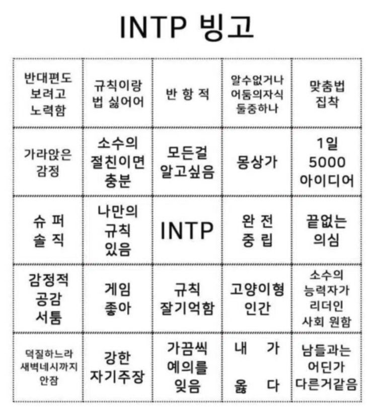  잠 안오는 새벽4시 INTP 팩폭 공감짤을 보며...