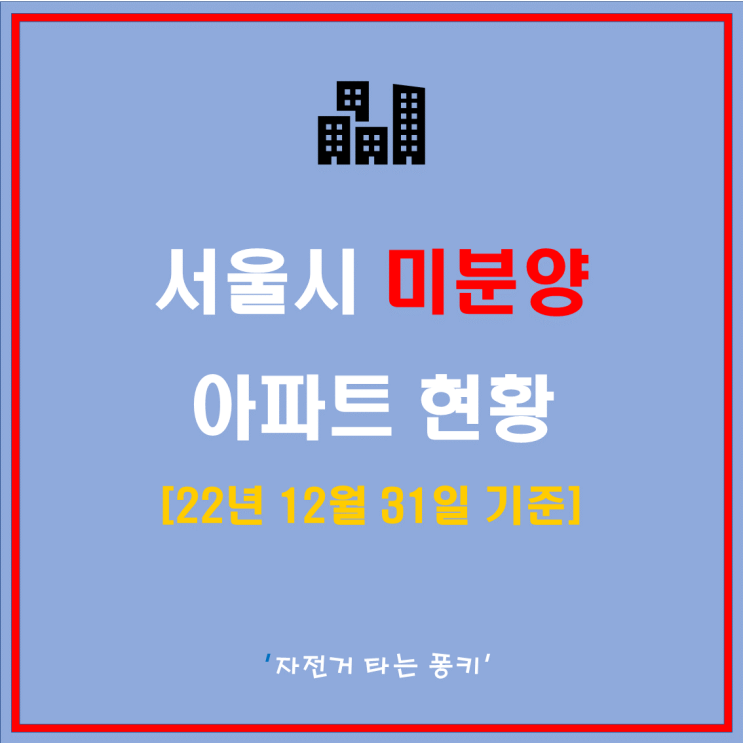 서울 미분양 아파트 구, 준공 여부별 현황 22년 마지막 12월 31일 기준