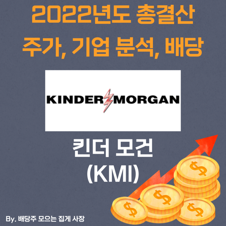 [킨더 모건] 2022년도 총 결산 KMI, KMI 주가, KMI 주식, 기업 분석, 배당 지급일, 배당락일, 배당 성향, 배당 수익률, 배당 성장률