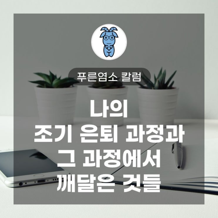 나의 조기 은퇴 과정과 그 과정에서 깨달은 것들 나의 조기 은퇴 과정과 그 과정에서 깨달은 것들
