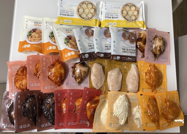  정착한 푸드템)바르닭 닭가슴살: 소스품은 닭가슴살 + 쫄깃만두 콘치즈