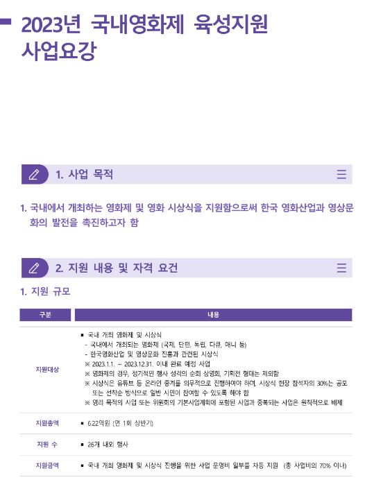2023년 국내영화제 육성지원 사업 공고 2023년 국내영화제 육성지원 사업 공고