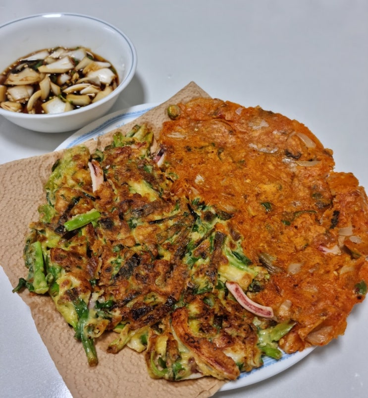  파전+김치전=태극전 부쳐먹기