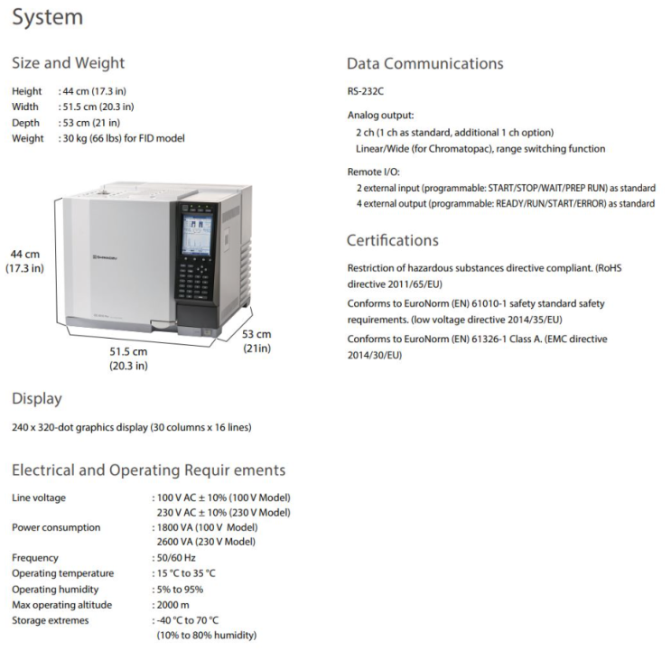  GC-2010 Pro 사양/ GC2010 pro specification / shimadzu GC 사양 / 시마즈 GC