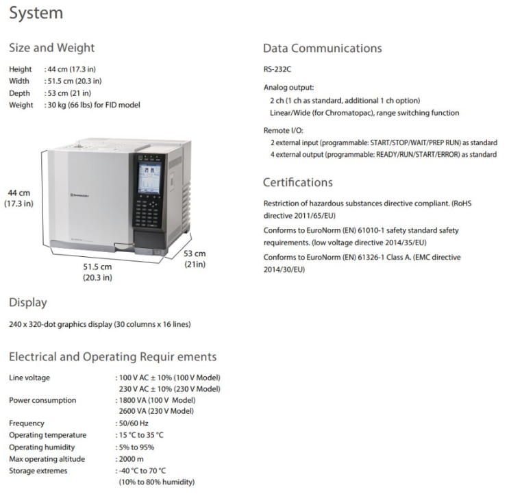 GC-2010 Pro 사양/ GC2010 pro specification / shimadzu GC 사양 / 시마즈 GC