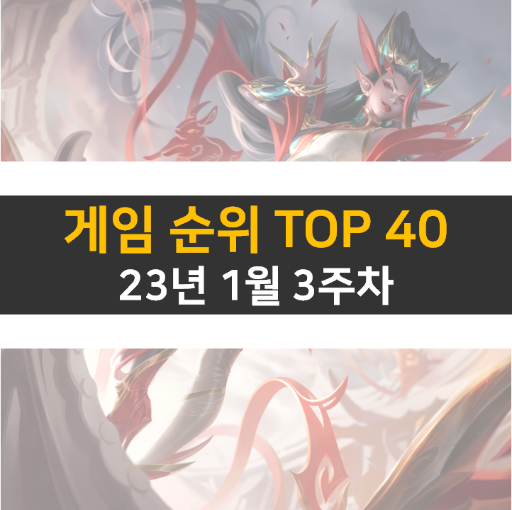 모바일, PC 온라인, 스팀 게임 순위 (2023년 1월 3주 차) 모바일, PC 온라인, 스팀 게임 순위 (2023년 1월 3주 차)