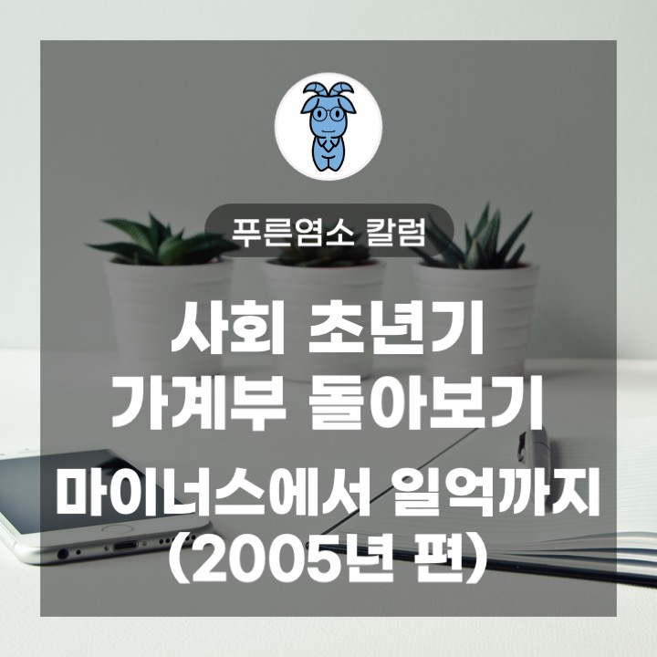 사회 초년기 가계부 돌아보기 (2년차) : 마이너스에서 1억까지 (2005년 편) 사회 초년기 가계부 돌아보기 (2년차) : 마이너스에서 1억까지 (2005년 편)