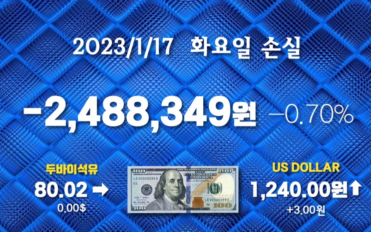 1/17화 -248만원 손실 / 년수익율 +2.39%