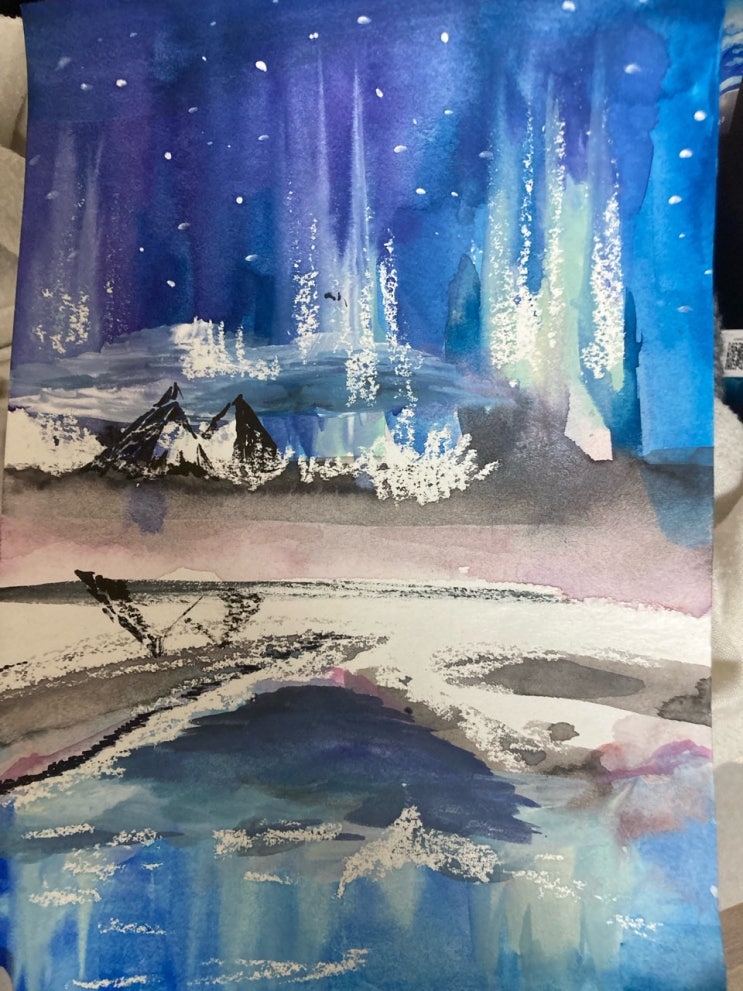  수채화 기법 수업 배틱 / 양초그림 그리기 / 미술 수행평가