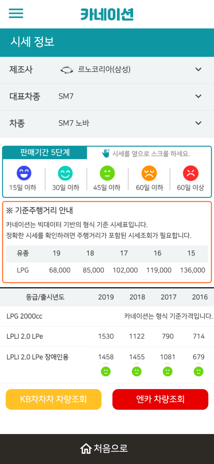 하우머치카 2023년 1월 SM7 노바 중고차시세.가격표