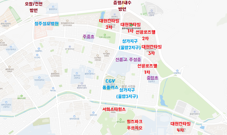  [로드뷰임장기], 청주 율량지구, 손품으로 어디까지 가볼까