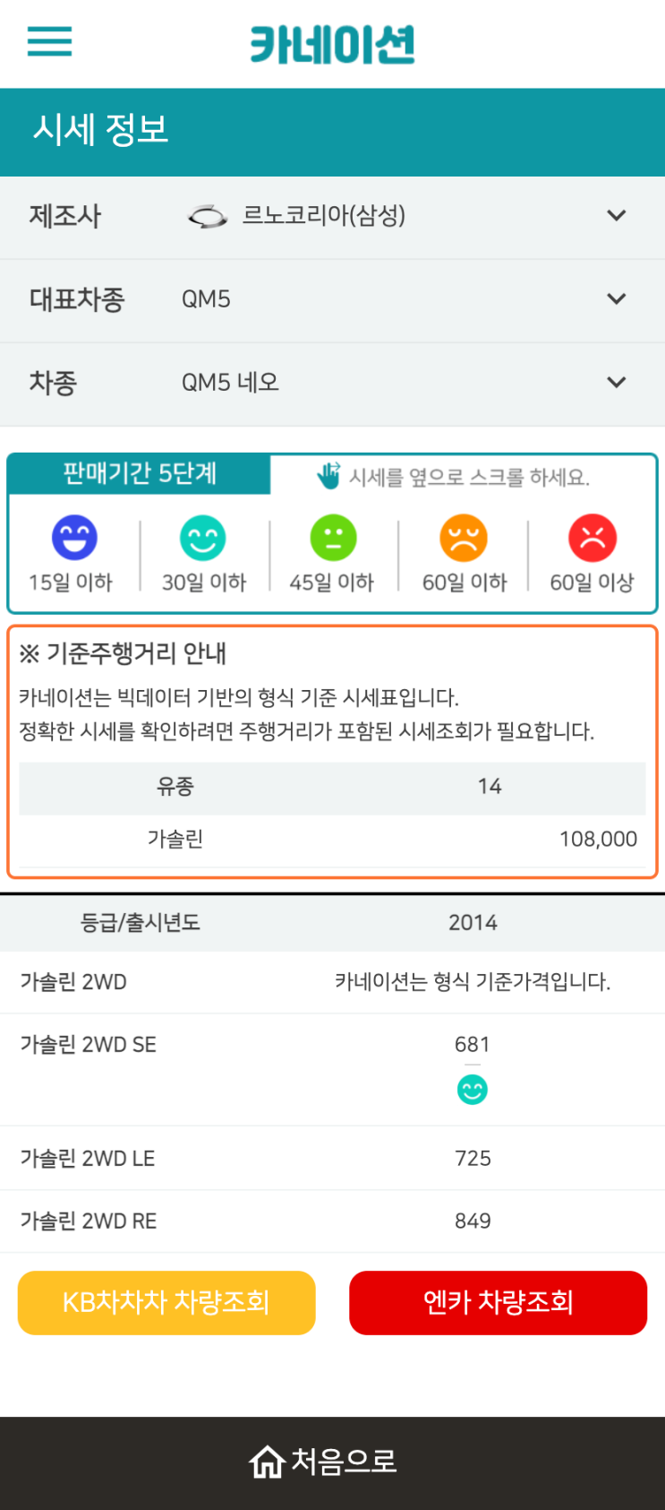 하우머치카 2023년 1월 QM5 네오 중고차시세.가격표