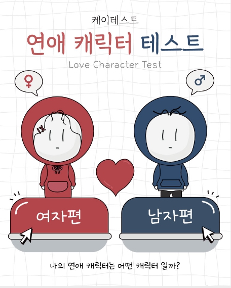  [심리테스트]케이테스트 연애 캐릭터 mbti 테스트 여자편 남자편 전체결과 링크