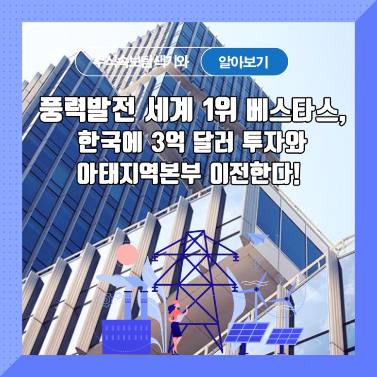  풍력발전 세계 1위 베스타스, 한국에 3억 달러 투자와 아태지역본부 이전한다!