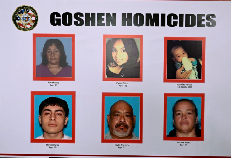 총격범은 캘리포니아에서 아기를 안고 있는 10대 엄마와 다른 4명의 가족을 살해합니다