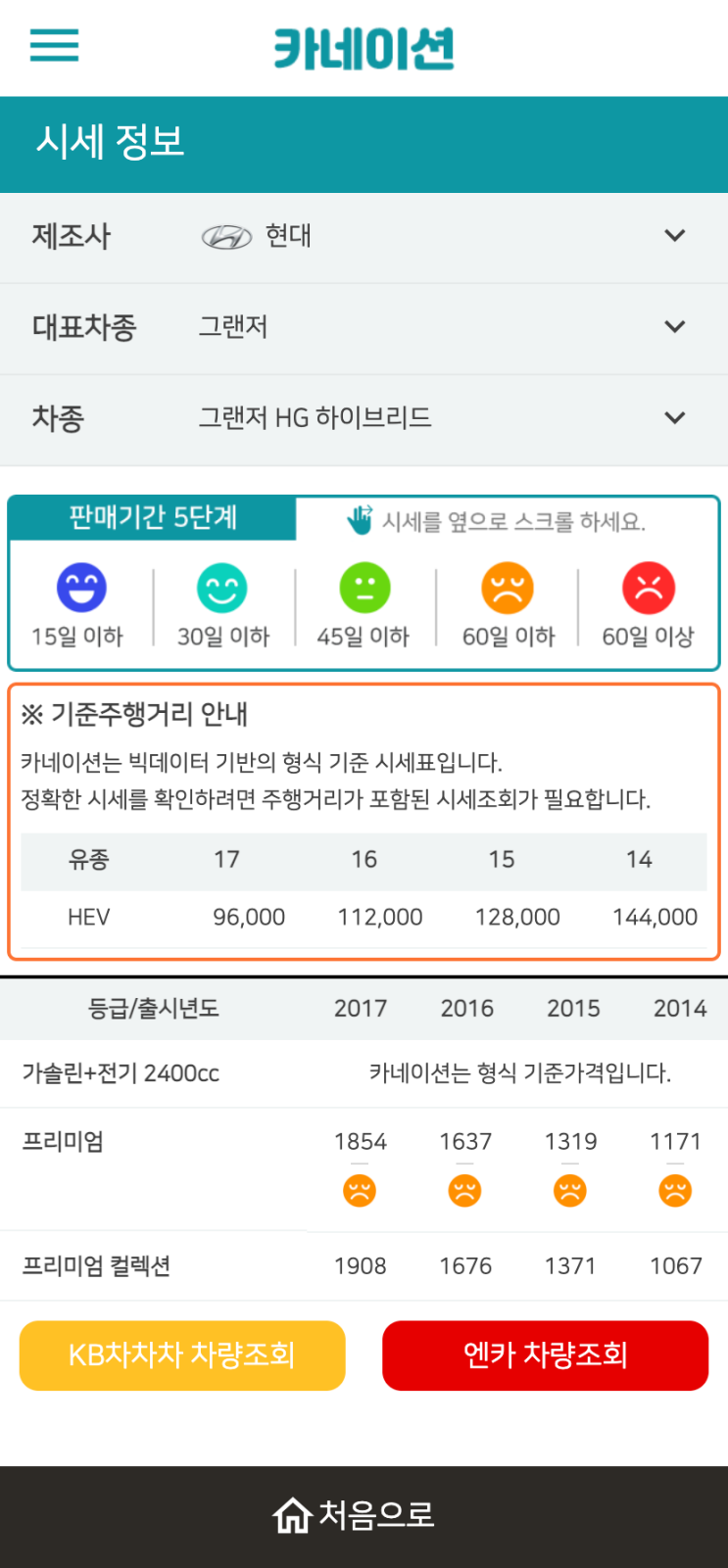 하우머치카 2023년 1월 그랜저HG 하이브리드 중고차시세.가격표 하우머치카 2023년 1월 그랜저HG 하이브리드 중고차시세.가격표