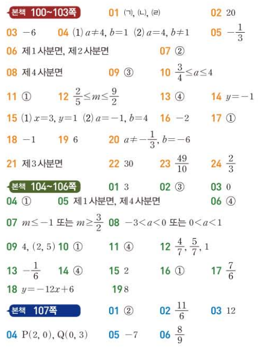 일품 중등 수학2(상) 중2-1 빠른 답지 : 네이버 블로그