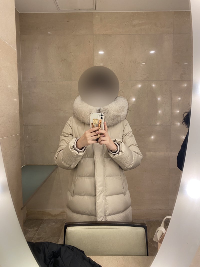 쥬크 롱패딩 ZOOC 슬림핏 벨티드 롱 구스 패딩 Z224PSG185 아이보리 55사이즈 후기!