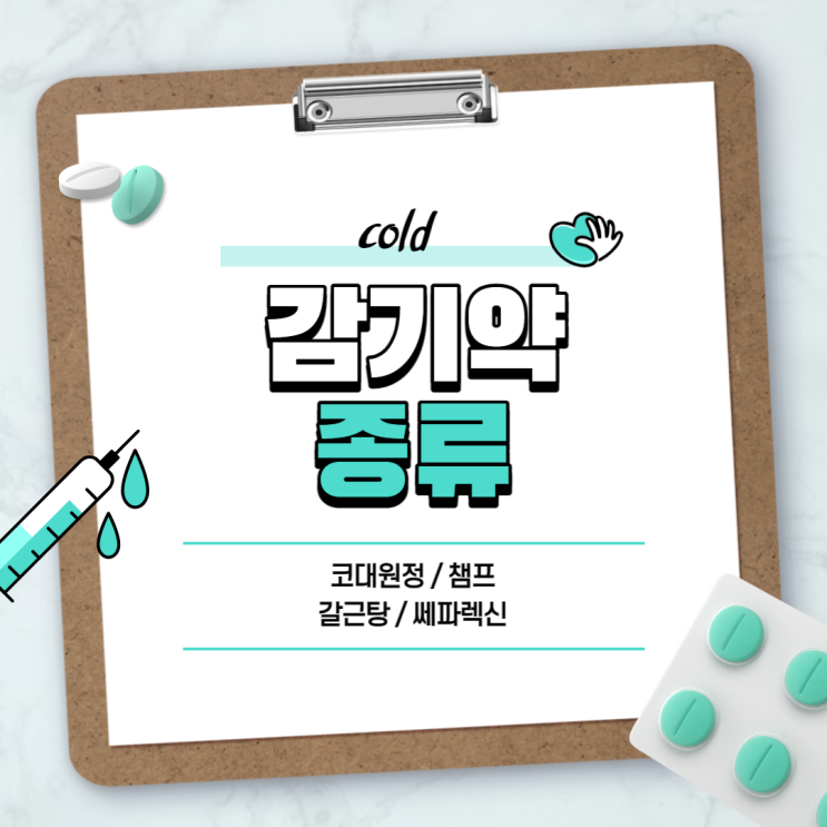  감기약 : 코대원정 챔프 갈근탕 쎄파렉신 【#열감기 #코감기 #목감기 #은교산 #이부프로펜 #아세트아미노펜 #코대원】