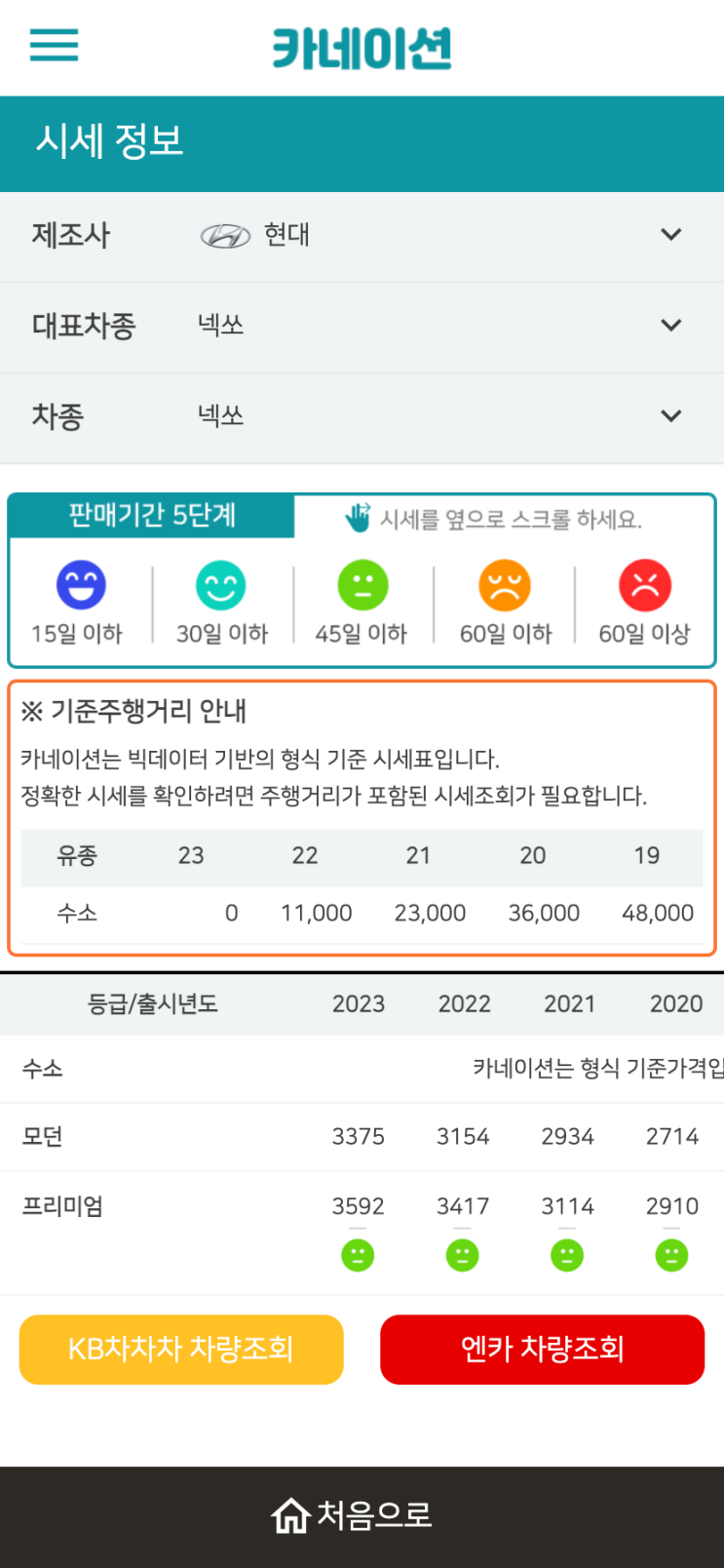 하우머치카 2023년 1월 넥쏘 중고차시세.가격표 하우머치카 2023년 1월 넥쏘 중고차시세.가격표