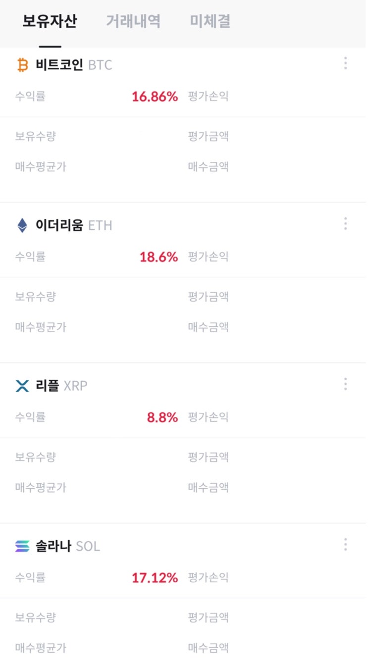  [가상화폐 투자중] 비트코인, 이더리움, 리플, 솔라나 /  코인 시총 순위 및 거래대금 순위