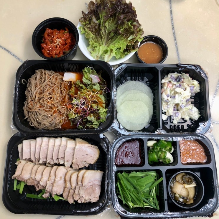  송도 배달 맛집 놀부보쌈 1인막국수정식 푸짐해요