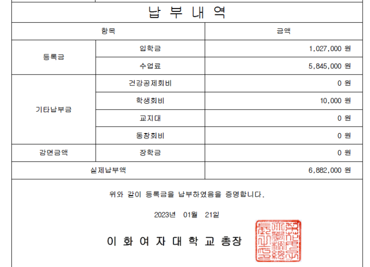 이대 언어병리 등록금