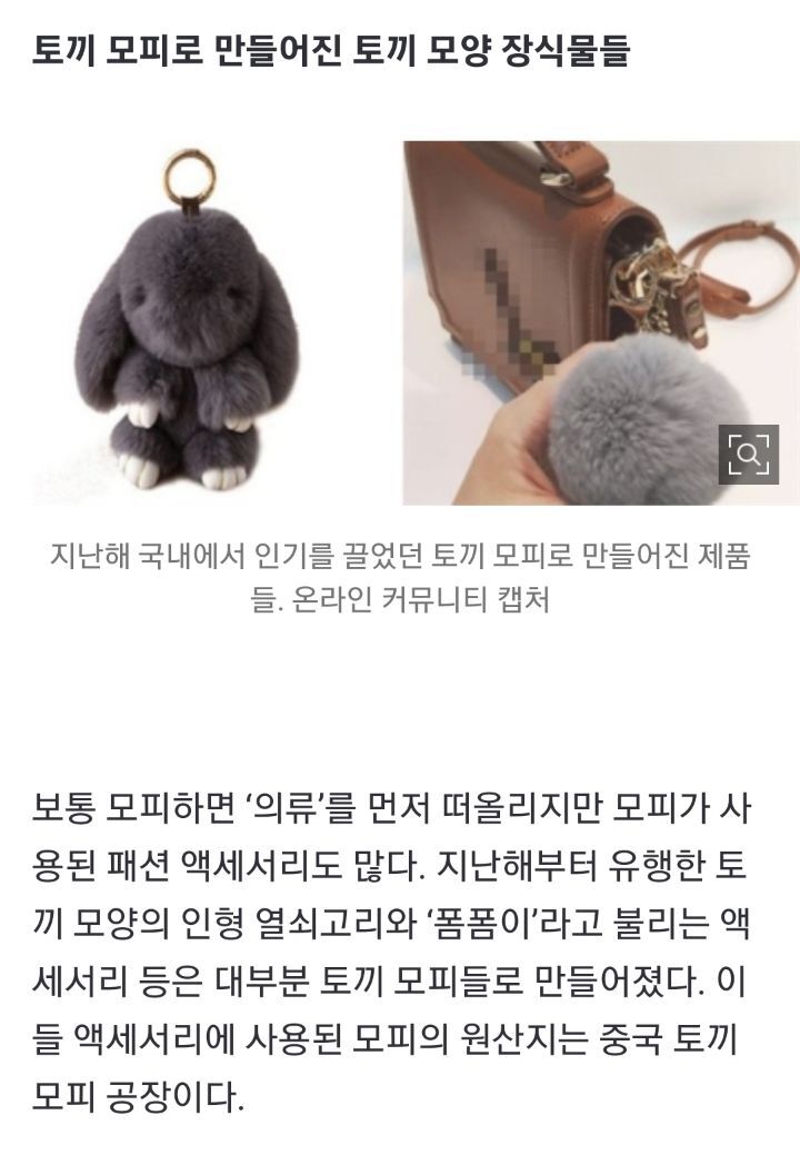  모피사용 지양: 저가 목도리, 폼폼이 열쇠고리도 실제 모피일 수 있대요;;;; / 중국은 고양이 모피도 씀/고양이 장난감 모피 주의