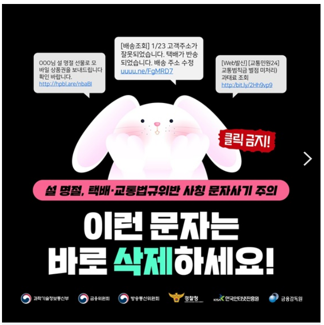 “이런 문자는 바로 삭제하세요”...설 명절 ‘스미싱’ 주의_금융위원회 “이런 문자는 바로 삭제하세요”...설 명절 ‘스미싱’ 주의_금융위원회