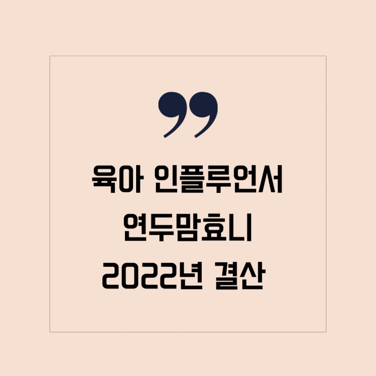 육아 인플루언서 선정 이후 2022년 결산 맞팬 환영 육아 인플루언서 선정 이후 2022년 결산 맞팬 환영
