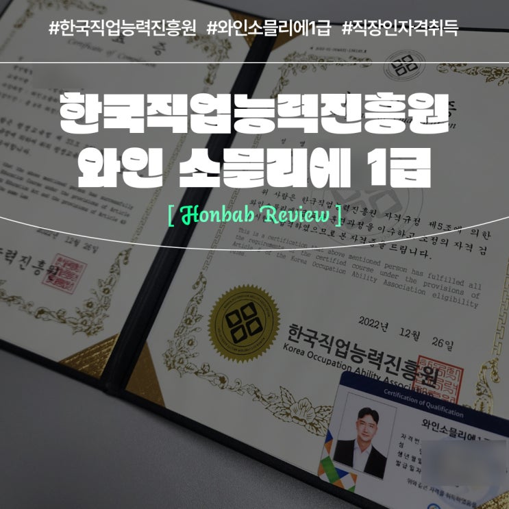  와인 소믈리에 1급 자격증 취득 (feat. 한국직업능력진흥원 무료수강 후기 )