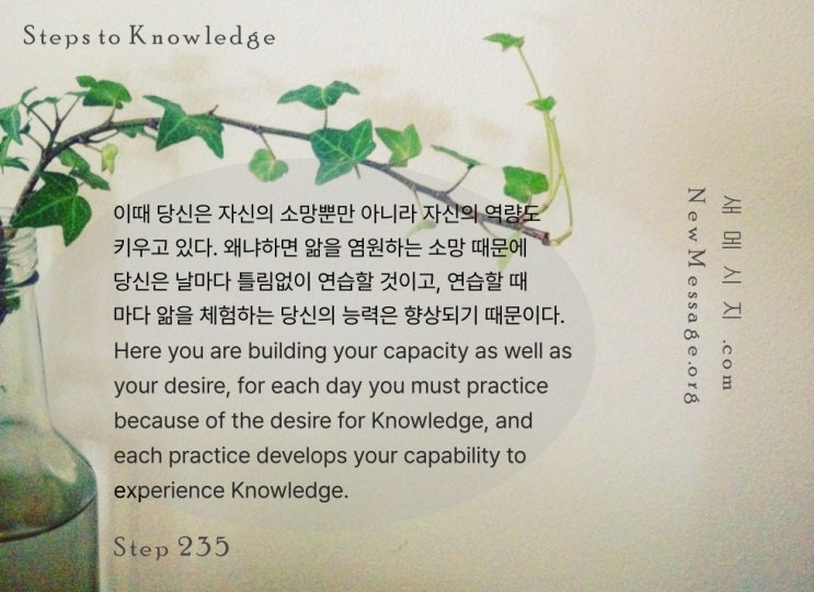 제 235 계단: 앎의 힘이 나에게 분명해지고 있다 The power of Knowledge is becoming evident to me.