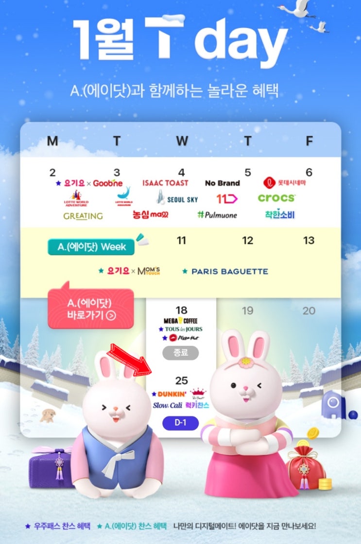 SKT T멤버십 Tday 티데이 1월 25일 혜택 SKT T멤버십 Tday 티데이 1월 25일 혜택