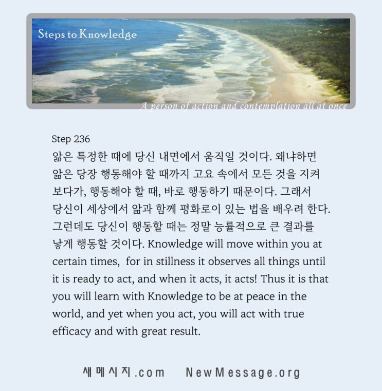 제 236 계단: 앎과 함께 있으면, 나는 무엇을 해야 할지 알 것이다 With Knowledg I will know what to do 제 236 계단: 앎과 함께 있으면, 나는 무엇을 해야 할지 알 것이다 With Knowledg I will know what to do