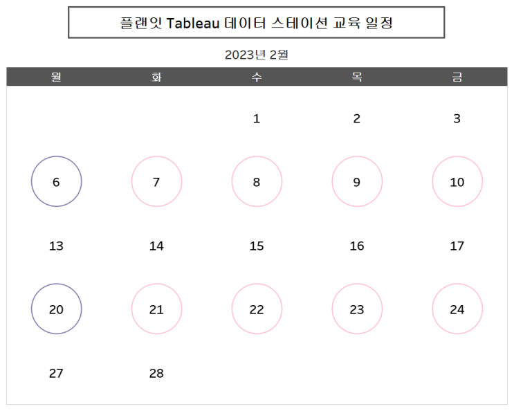 [플랜잇 파트너스] 2023년 2월, Tableau 정기 교육 일정 안내