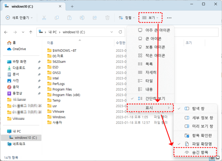  [Windows 11] Windows 숨겨진 폴더/파일 보는 방법