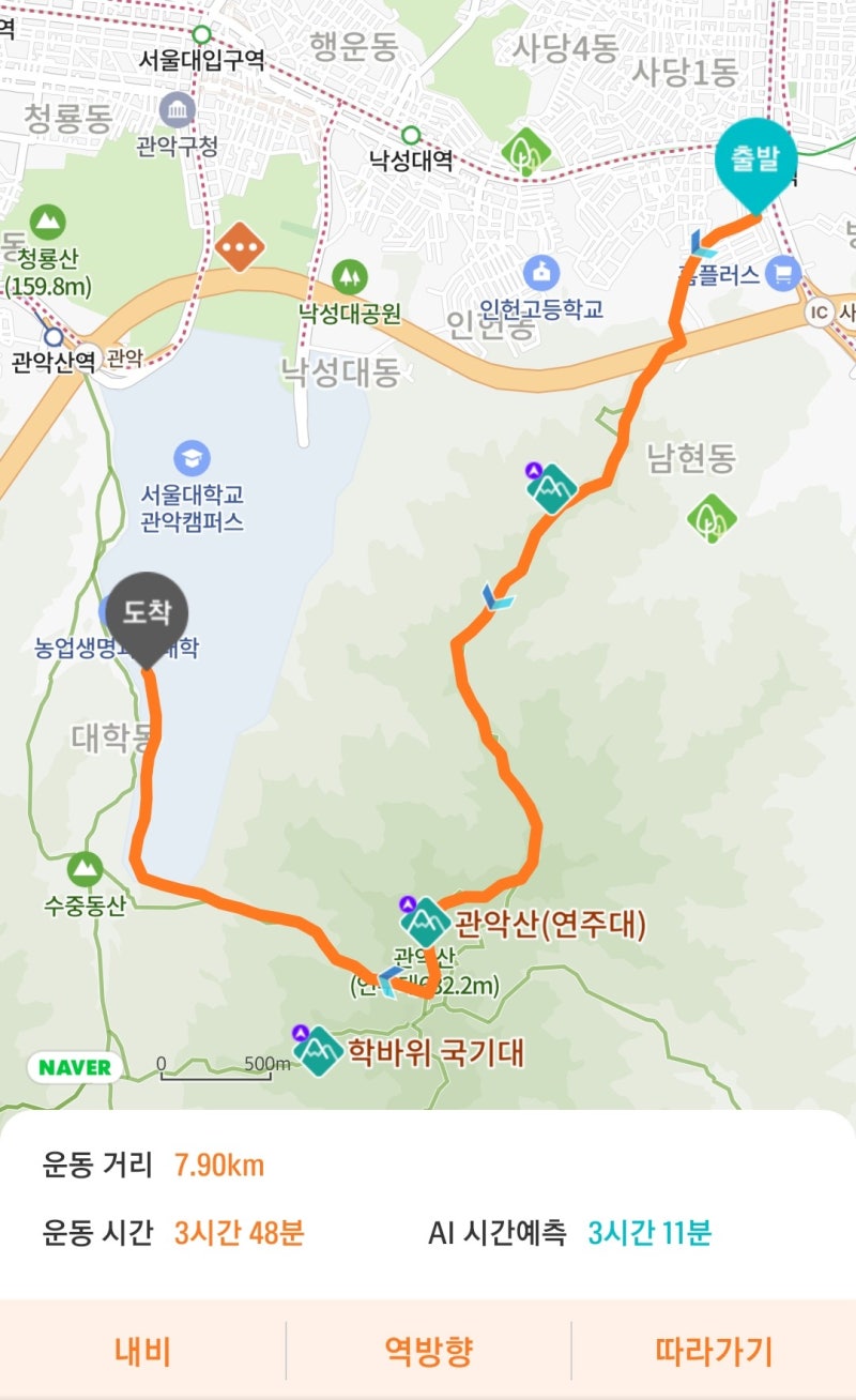 관악산(629m) 등산 : 서울대입구역->사당역코스