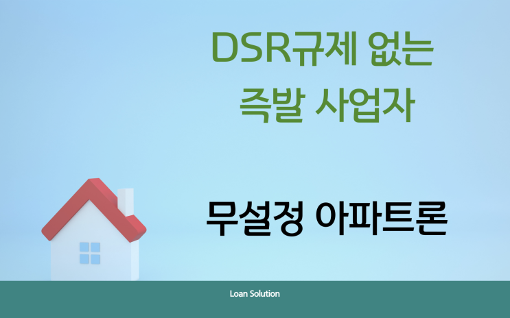  즉발사업자 무설정 무담보 주택론 DSR규제 세입자동의 없는 대출