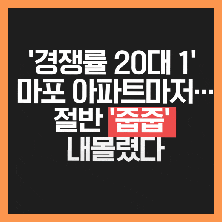  '경쟁률 20대 1' 마포 아파트마저…절반 '줍줍' 내몰렸다