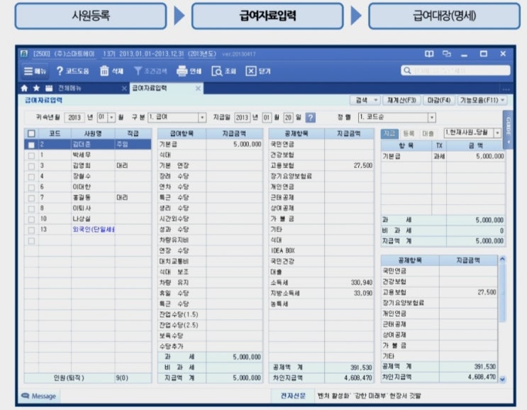  더존 근로소득자 급여명세서 항목 및 관련근거 알아보기