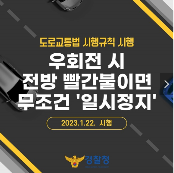 우회전 시 전방 빨간불이면 무조건 ‘일시정지’ 우회전 시 전방 빨간불이면 무조건 ‘일시정지’