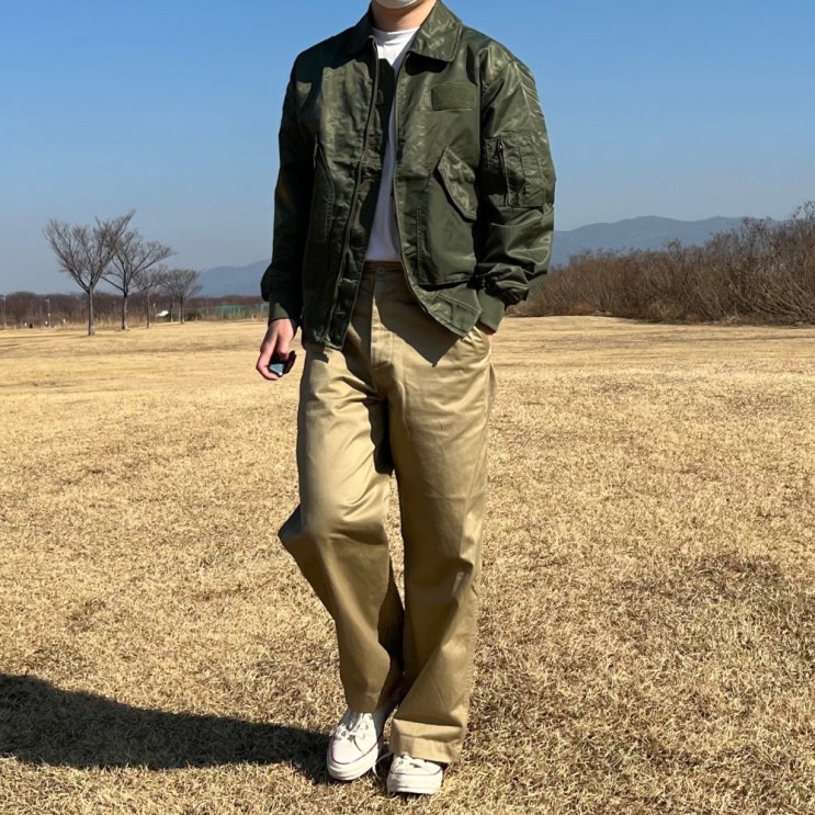  행거인더룸 남자 간절기 아우터 항공 점퍼 자켓 블랙 카키 코디 추천
